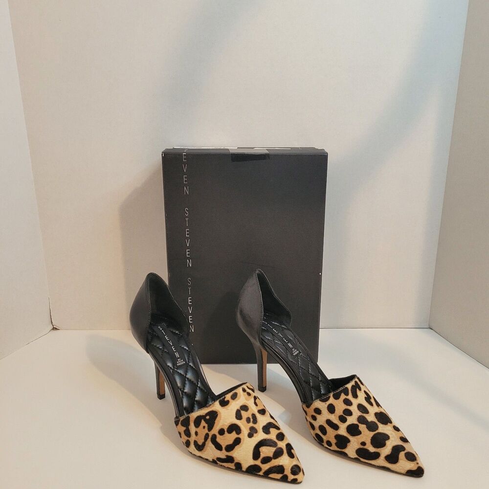 Steven by‎ Steve Madden Vadah Leopard Print Heels Womens Size 9.5M Pointed Toe